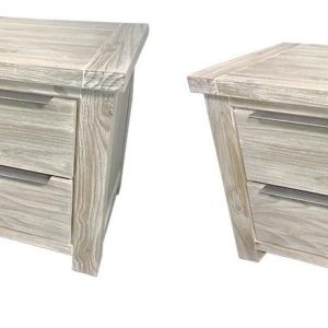 PAIR OF BEDSIDES - SOLID PINE- WHITEWASH FINISH [A]