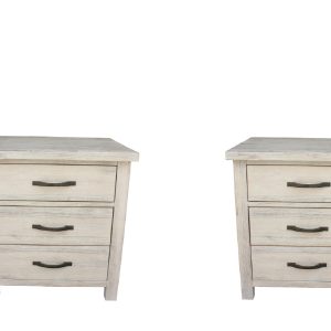 PAIR OF BEDSIDES - SOLID ACACIA WOOD- WHITEWASH FINISH