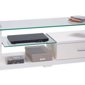 TV UNIT - GLASS- WHITE 1400 mm CLARA