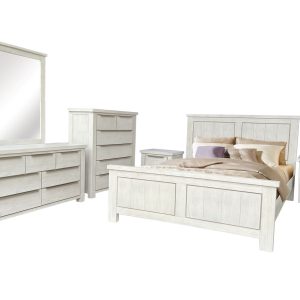 QUEEN BEDROOM SUITE- 5PC - BRUSHED PINE WOOD- AMANDAS