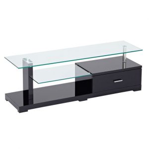 TV UNIT - GLASS-BLACK 1400 mm CLARA