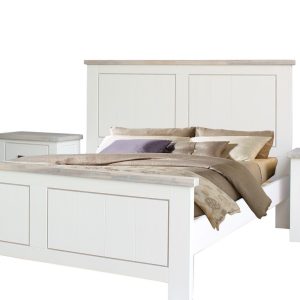 QUEEN BED FRAME-PINE WOOD + PILLOWTOP MATTRESS [ ASH]