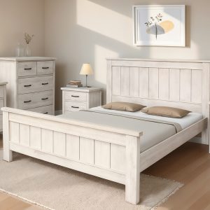 KING BED FRAME- ACACIA WOOD + POCKET PILLOWTOP MATTRESS[B]